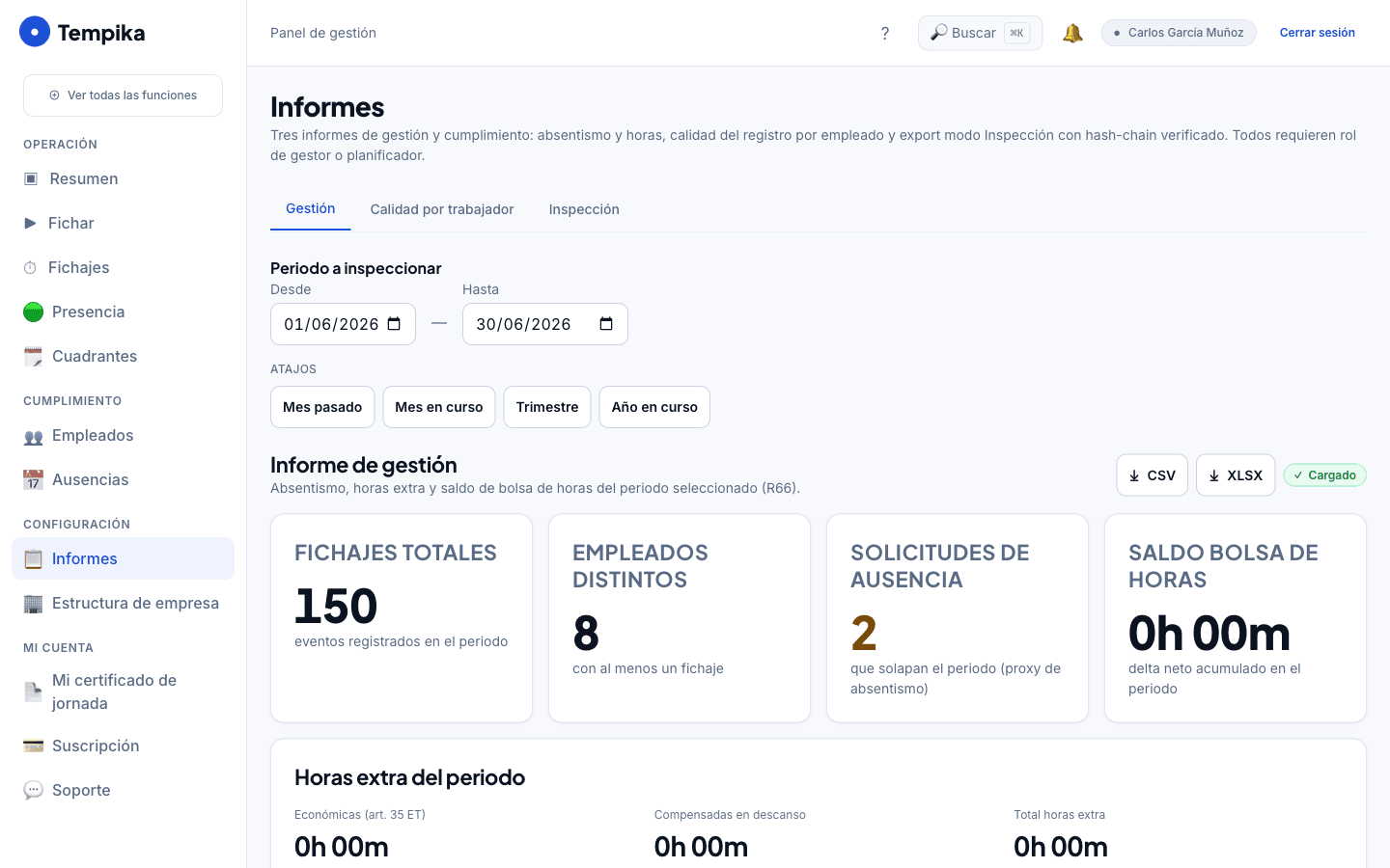 Descarga de datos en Tempika en los formatos que pide la ITSS.